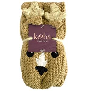 Kooba New Crochet Knit Slipper Socks Reindeer Holiday